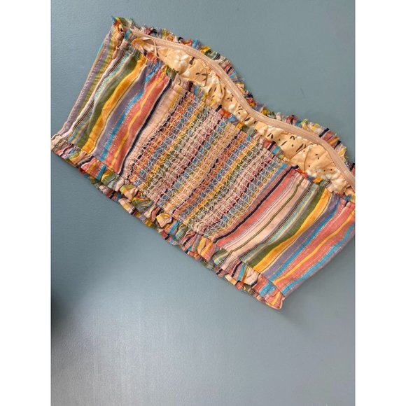 Pilcro Anthropologie women's medium rainbow smocked strapless tube top NWT - Picture 5 of 9